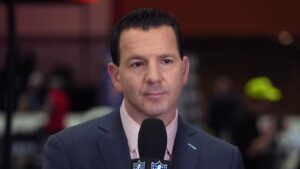 NFL Network analyst Ian Rapoport on radio row at the media center at the Phoenix Convention Center