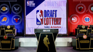 A general view of the stage prior to the NBA Draft Lottery.