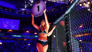 UFC ring girl pictured during UFC 289 at Rogers Arena