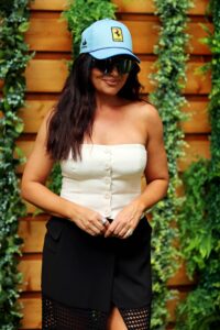 TV personality Molly Qerim poses before the Miami Grand Prix at Miami International Autodrome.