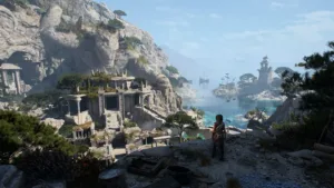 Sophia looking over an ancient ruin