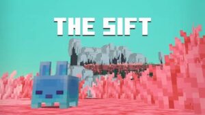The Sift title card, a field of pink grass with a blobby rabbit-like creature