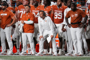 Texas Longhorns head coach Steve Sarkisian watches during the NCAA football game against the Ohio State Buckeyes at Darrell K